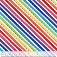 Windham Prints - Anthology Fabrics BeColourful - Magic Bias Stripe White Rainbow