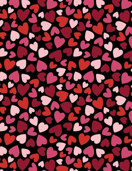 Wilmington Prints - Happy Hearts - Packed Hearts Black