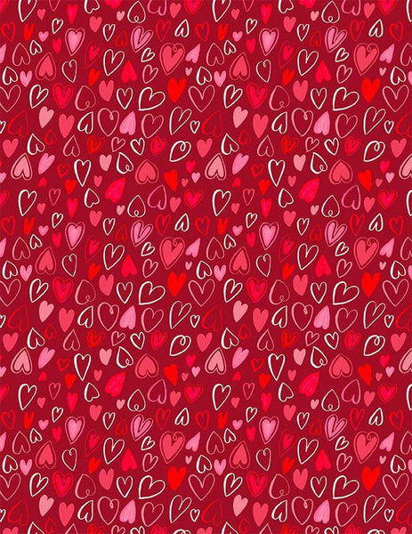 Wilmington Prints - Happy Hearts - Hearts All Over Red