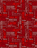 Wilmington Prints - Happy Hearts - Words All Over Red