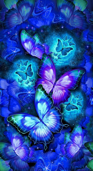 Timeless Treasure - Cosmic Butterfly - 24” Sparkling Butterflies Panel