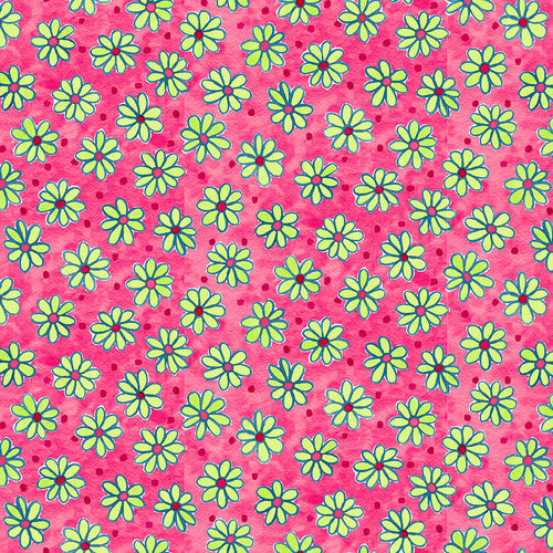 Blank Quilting - Whimsy Daisical II - Tossed Daisies Pink