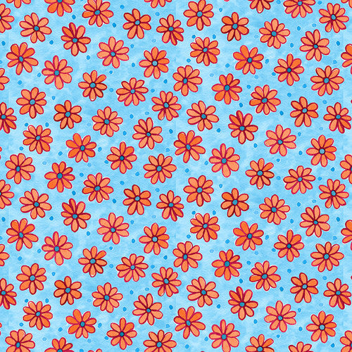 Blank Quilting - Whimsy Daisical II - Tossed Daisies Blue