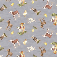 Clothworks - Farm Life - Digital Baby Animals Slate