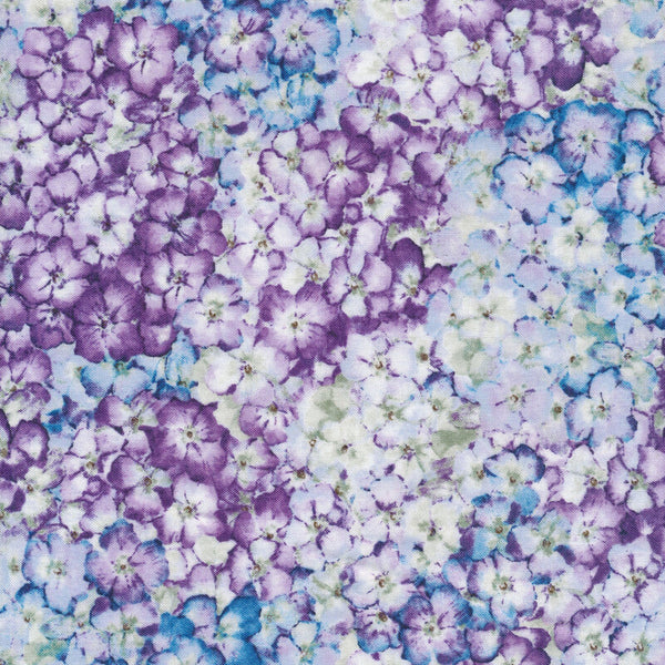 Wilmington Prints - Hydrangea Mist - Packed Hydrangeas Blue