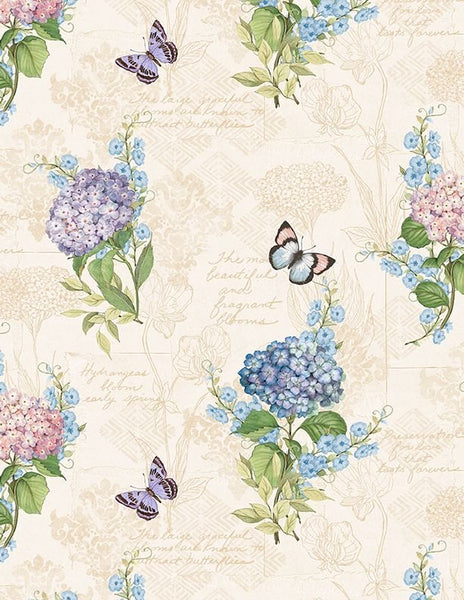 Wilmington Prints - Hydrangea Mist - Monograph Cream