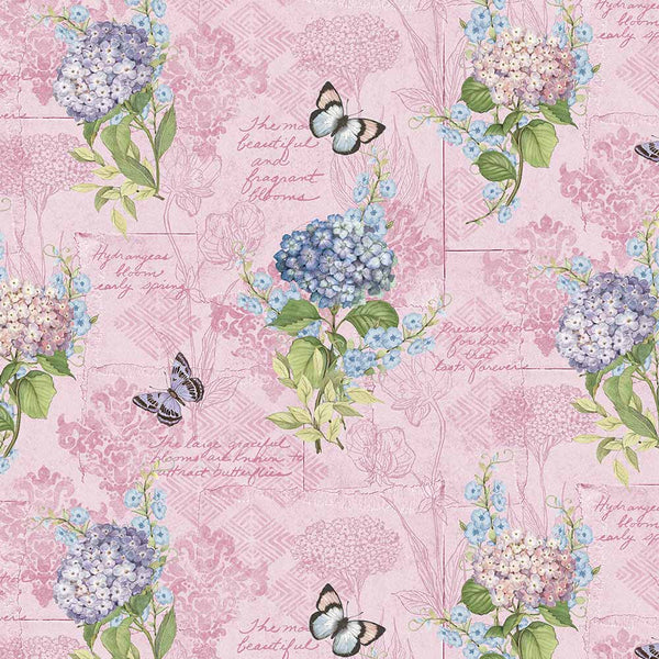 Wilmington Prints - Hydrangea Mist - Monograph Pink