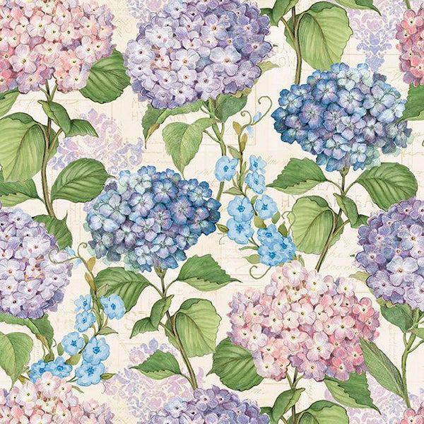 Wilmington Prints - Hydrangea Mist - Hydrangeas All Over Cream