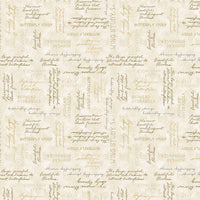 Wilmington Prints - Hydrangea Mist - Word Toss Beige