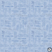 Wilmington Prints - Hydrangea Mist - Word Toss Blue