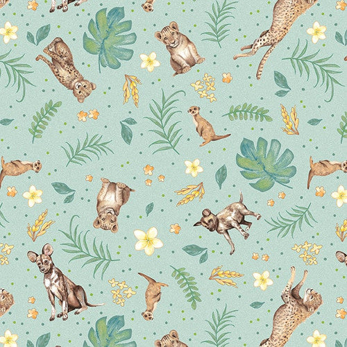 Studio e Fabrics - All Big Things Start Small - Tossed Carnivores Sage