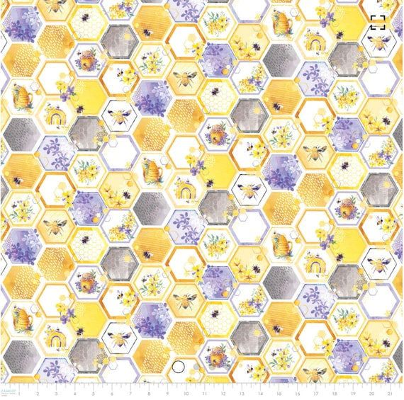 Camelot Fabrics - Welcome To Our Hive - Honey Grove Hexagons