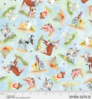 P&B Textiles - Barnyard Babies - Tossed Animals Blue