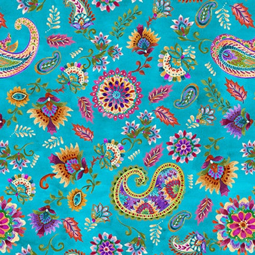 Blank Quilting - Petra - Paisley with Medallion Turquoise