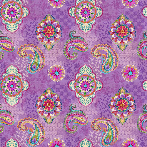 Blank Quilting - Petra - Paisley with Medallion on Tonal Patchwork Lilac