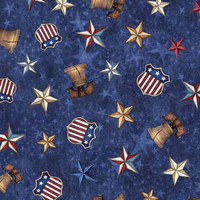 QT Fabrics - American Spirit - Liberty Bell & Stars Dark Blue