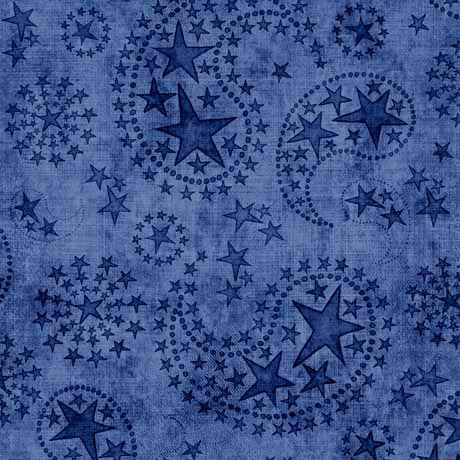 QT Fabrics - American Spirit - Star Paisley Toss Blue