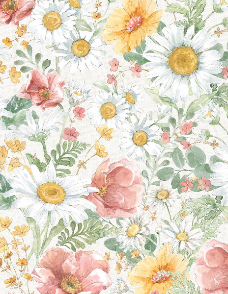 Wilmington Prints - Daisy Days - Packed Floral Cream