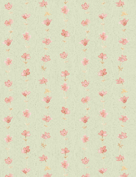 Wilmington Prints - Daisy Days - Floral Stripe Green/Pink