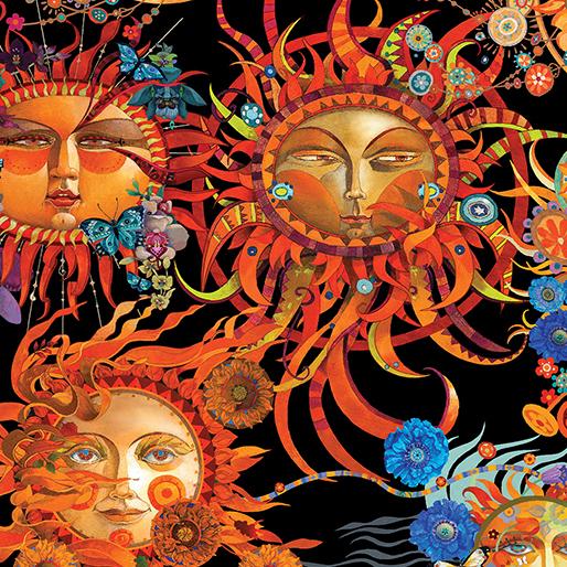 Benartex - Season of the Sun - Sun Allover Black/Multi