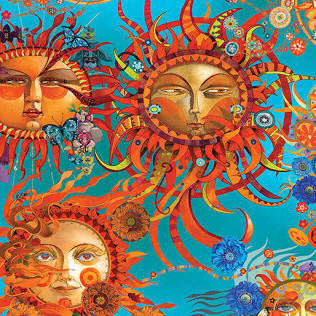 Benartex - Season of the Sun - Sun Allover Turquoise/Multi
