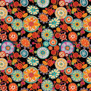 Benartex - Season of the Sun - Spirals & Swirls Black/Multi