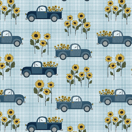 Benartex - Heartland - Country Road Trucks Lt. Turquoise