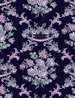 Wilmington Prints - Purple Majesty - Floral Damask Dark Blue