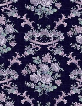 Wilmington Prints - Purple Majesty - Floral Damask Dark Blue