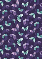 Wilmington Prints - Botanical Magic - Butterfly Toss Purple