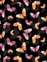 Wilmington Prints - Botanical Magic - Butterfly Toss Black