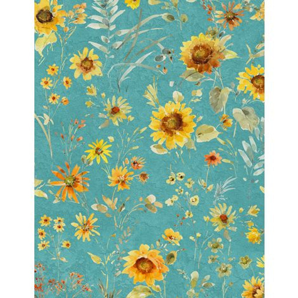 Wilmington Prints - Sunflower Sweet - Flowers Allover Teal