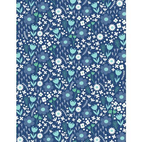 Wilmington Prints - Windsong Meadows - Floral Allover Blue