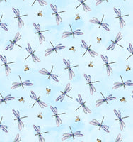 Wilmington Prints - Fanciful Flight - Bees & Dragonflies Toss Blue