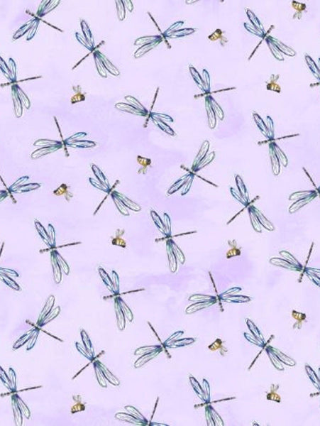 Wilmington Prints - Fanciful Flight - Bees & Dragonflies Toss Purple
