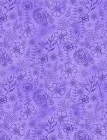 Wilmington Prints - Fanciful Flight - Floral Outlines Purple