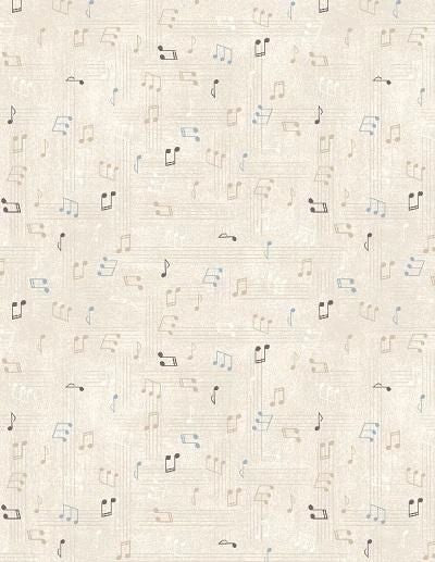 Wilmington Prints - Rhythm & Harmony - Music Notes Cream