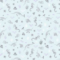 Wilmington Prints - Underwater Whimsy - Sealife Toss Blue