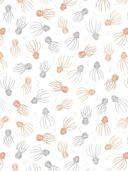 Wilmington Prints - Underwater Whimsy - Jellyfish Toss White