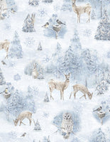 Wilmington Prints - Woodland Frost - Forest Animals Scenic Blue