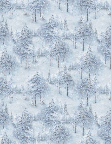 Wilmington Prints - Woodland Frost - Winter Forest Blue