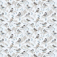 Wilmington Prints - Woodland Frost - Birds & Berries Light Blue