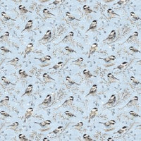Wilmington Prints - Woodland Frost - Birds & Berries Blue