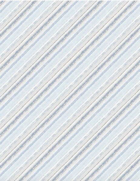 Wilmington Prints - Woodland Frost - Diagonal Stripe Light Blue