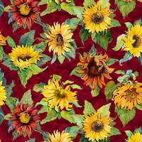 Wilmington Prints - Flowers of the Sun - Large Sunflowers Red