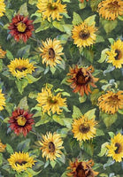 Wilmington Prints - Flowers of the Sun - Large Sunflowers Green
