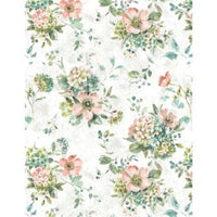 Wilmington Prints - Mint Crush - Floral Bouquets White