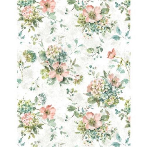 Wilmington Prints - Mint Crush - Floral Bouquets White
