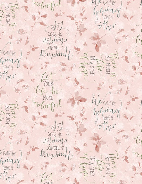 Wilmington Prints - Mint Crush - Word Toss Pink