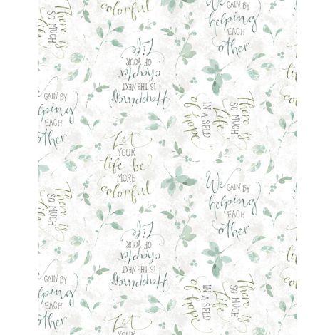 Wilmington Prints - Mint Crush - Word Toss White